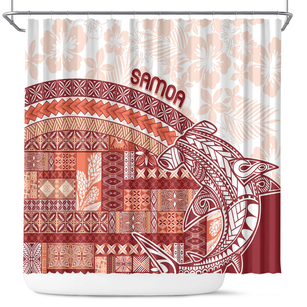 Samoa Mamanu Siapo Crimson Shower Curtain Tatau Malie