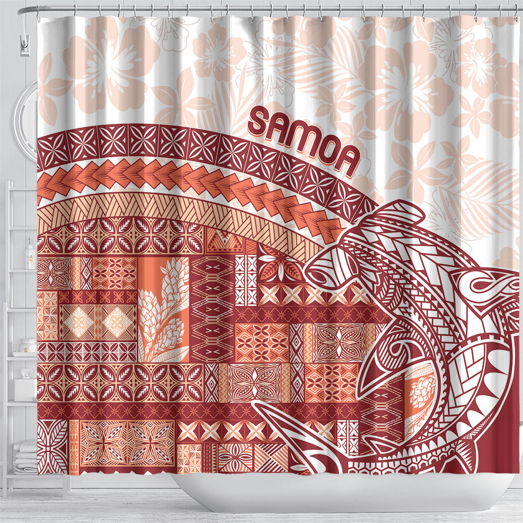 Samoa Mamanu Siapo Crimson Shower Curtain Tatau Malie