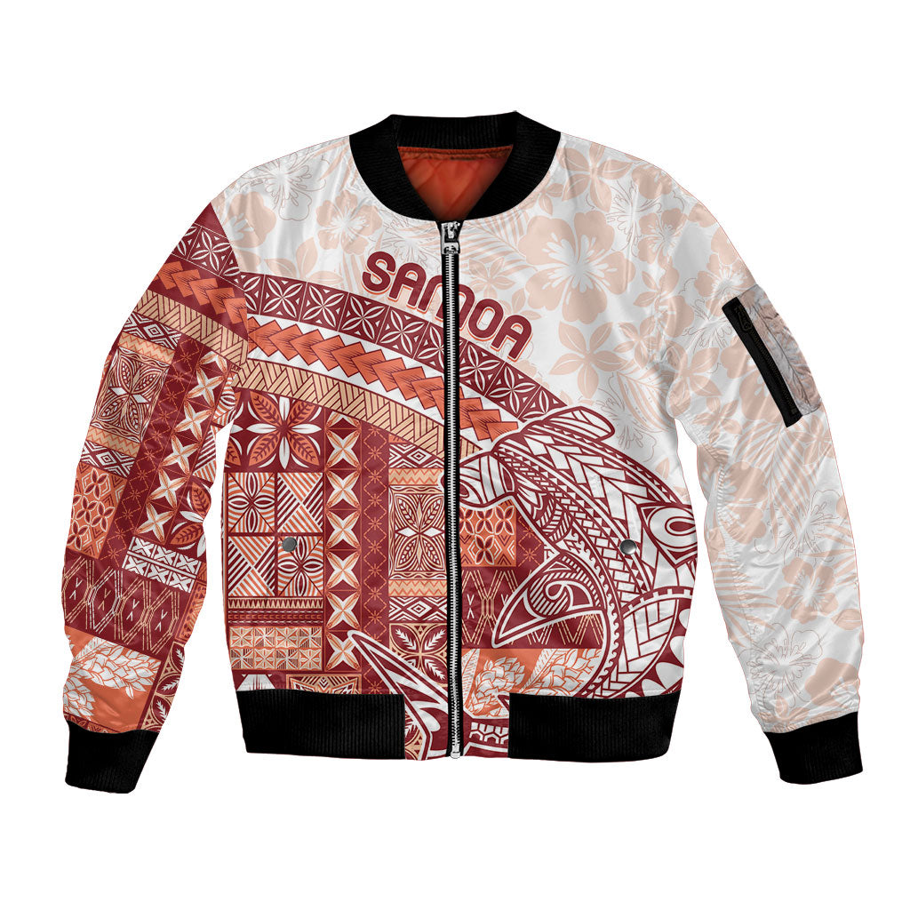 Samoa Mamanu Siapo Crimson Sleeve Zip Bomber Jacket Tatau Malie LT7 Unisex Red - Polynesian Pride