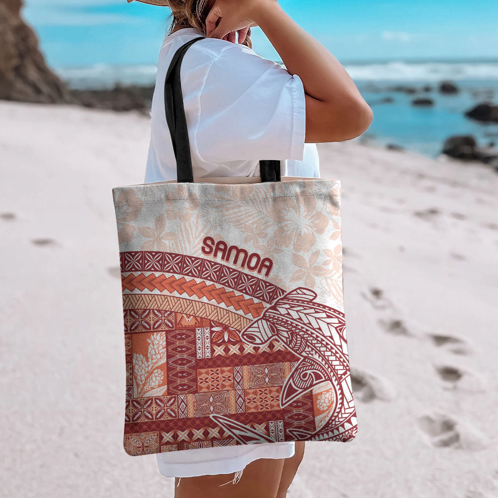 Samoa Mamanu Siapo Crimson Tote Bag Tatau Malie