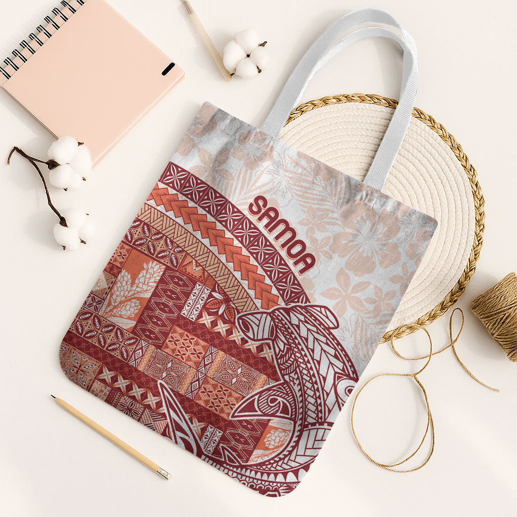 Samoa Mamanu Siapo Crimson Tote Bag Tatau Malie
