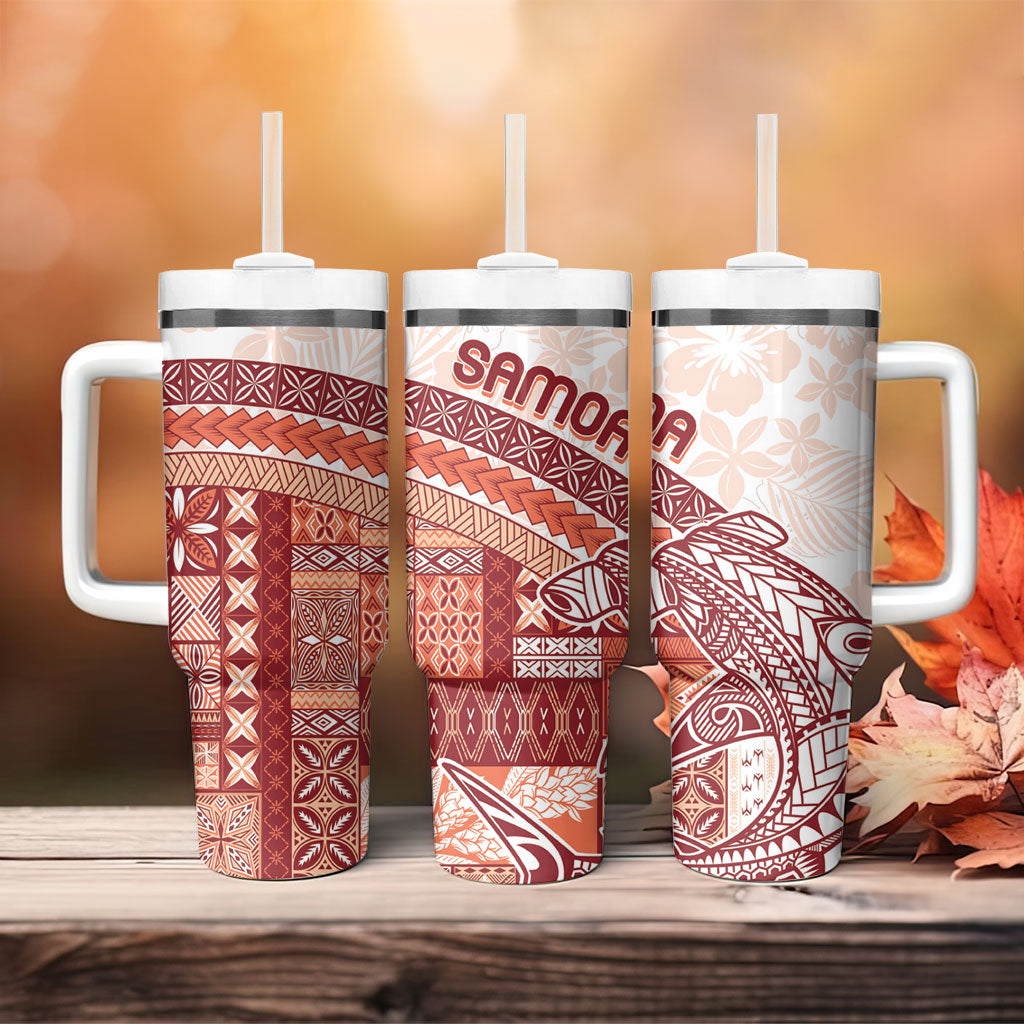 Samoa Mamanu Siapo Crimson Tumbler With Handle Tatau Malie