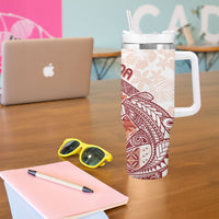 Samoa Mamanu Siapo Crimson Tumbler With Handle Tatau Malie