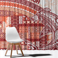 Samoa Mamanu Siapo Crimson Window Curtain Tatau Malie