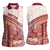 Samoa Mamanu Siapo Crimson Women Sleeveless Polo Shirt Tatau Malie