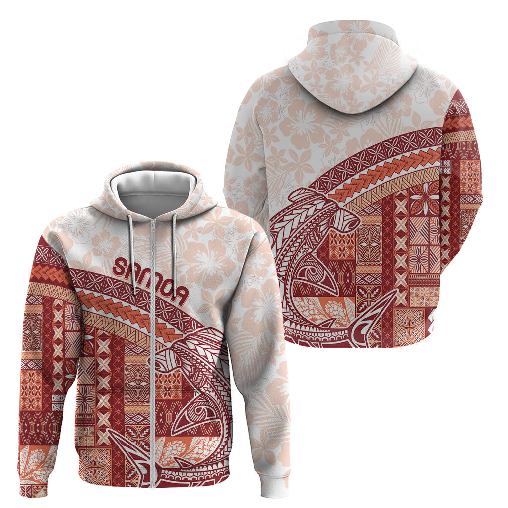 Samoa Mamanu Siapo Crimson Zip Hoodie Tatau Malie