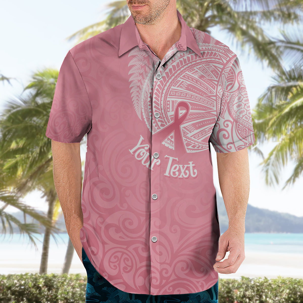 personalised-new-zealand-hawaiian-shirt-pink-ribbon-tattoo-mix-silver-fern