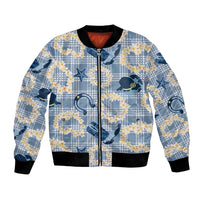 Aloha Hawaii Paniolo Jeans Palaka Bomber Jacket Coastal Rodeo LT7 Unisex Pastel Blue - Polynesian Pride