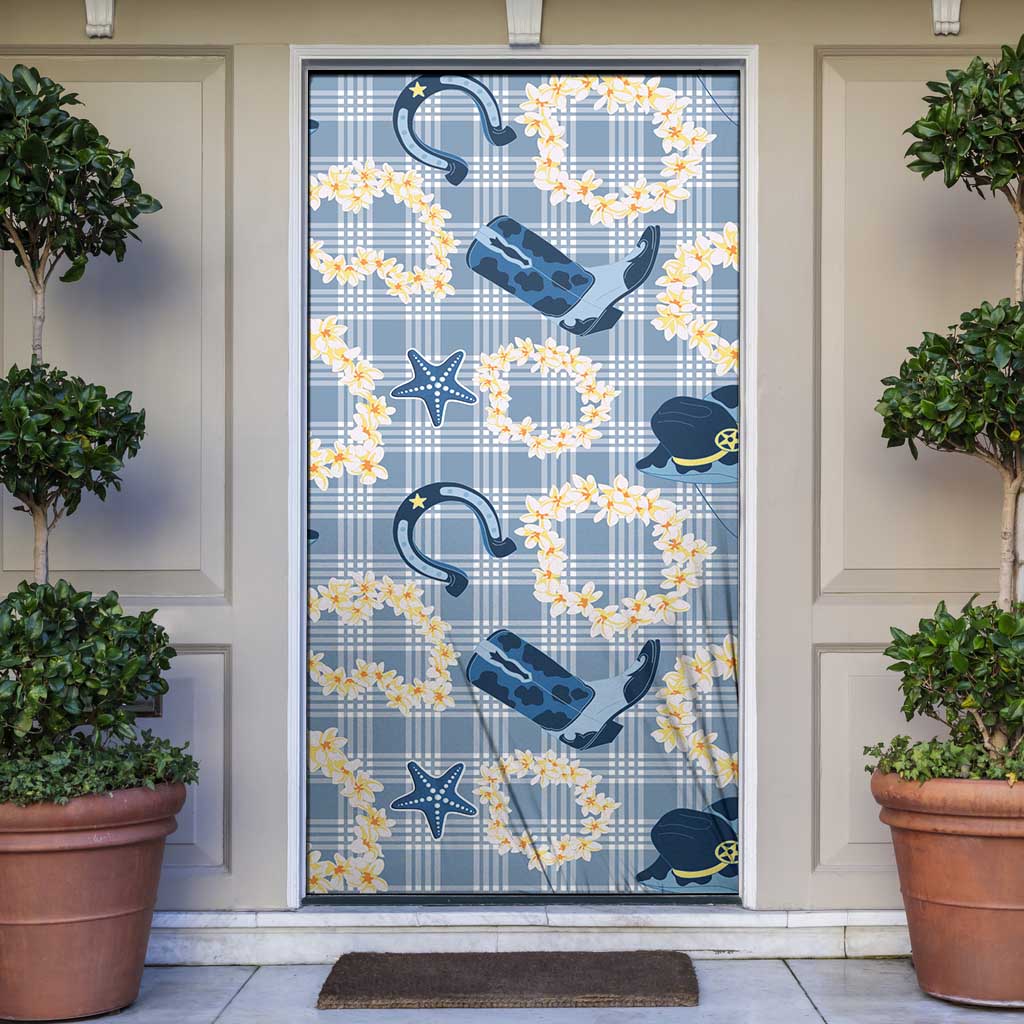 Aloha Hawaii Paniolo Jeans Palaka Door Cover Coastal Rodeo LT7 Pastel Blue - Polynesian Pride