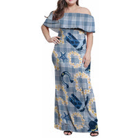 Aloha Hawaii Paniolo Jeans Palaka Family Matching Off Shoulder Maxi Dress and Hawaiian Shirt Coastal Rodeo - Polynesian Pride
