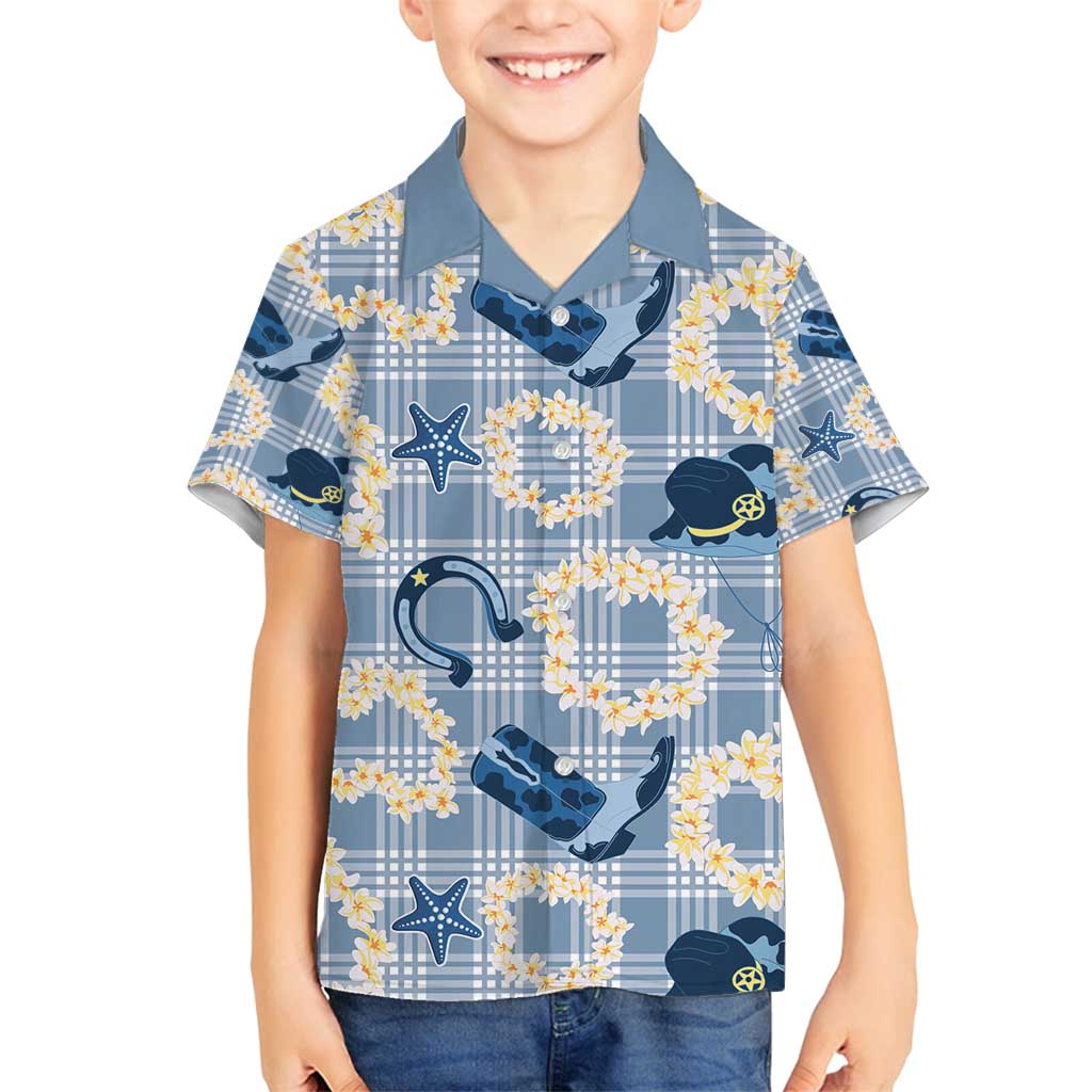 Aloha Hawaii Paniolo Jeans Palaka Family Matching Off Shoulder Short Dress and Hawaiian Shirt Coastal Rodeo LT7 Son's Shirt Pastel Blue - Polynesian Pride