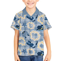 Aloha Hawaii Paniolo Jeans Palaka Family Matching Off Shoulder Short Dress and Hawaiian Shirt Coastal Rodeo LT7 Son's Shirt Pastel Blue - Polynesian Pride