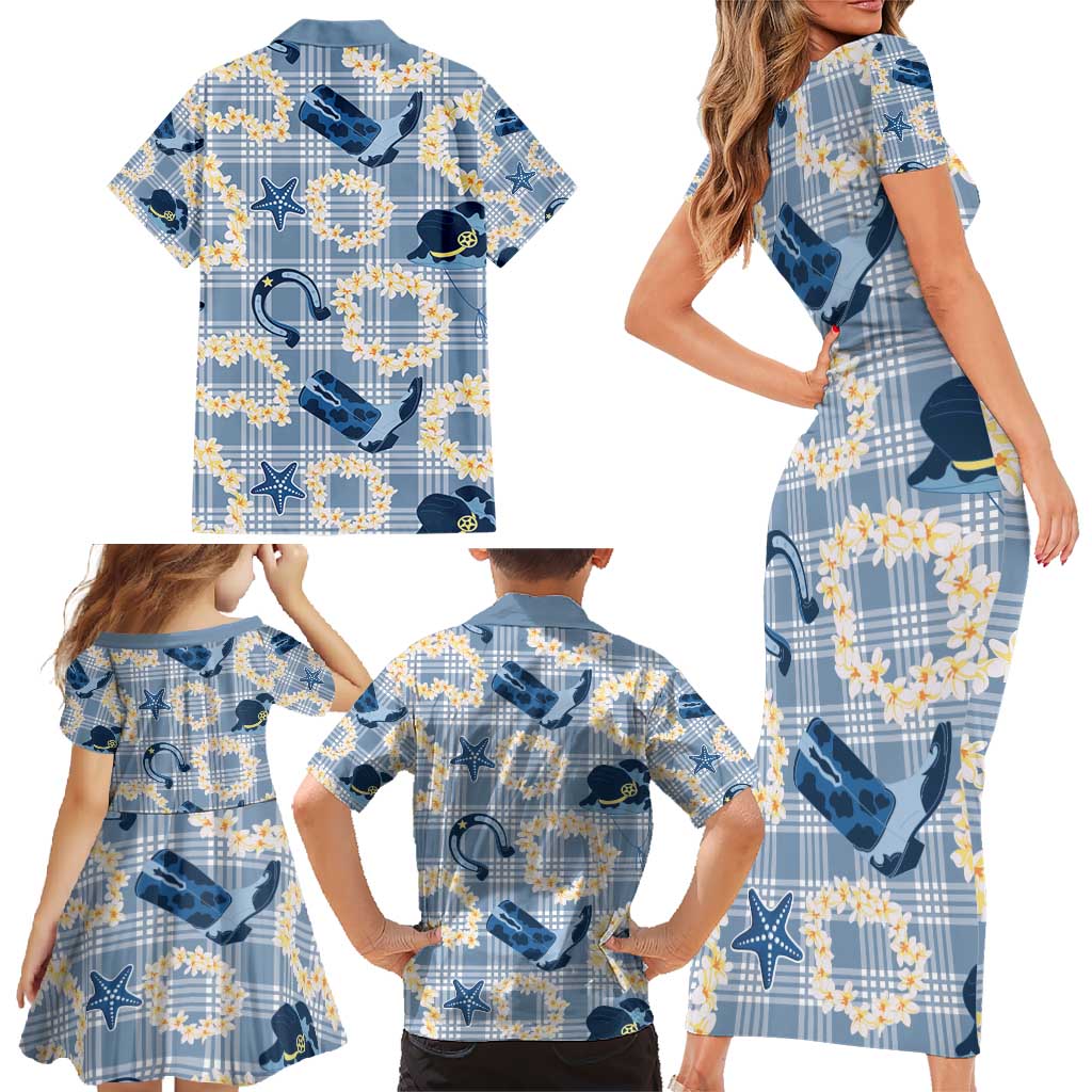 Aloha Hawaii Paniolo Jeans Palaka Family Matching Short Sleeve Bodycon Dress and Hawaiian Shirt Coastal Rodeo - Polynesian Pride