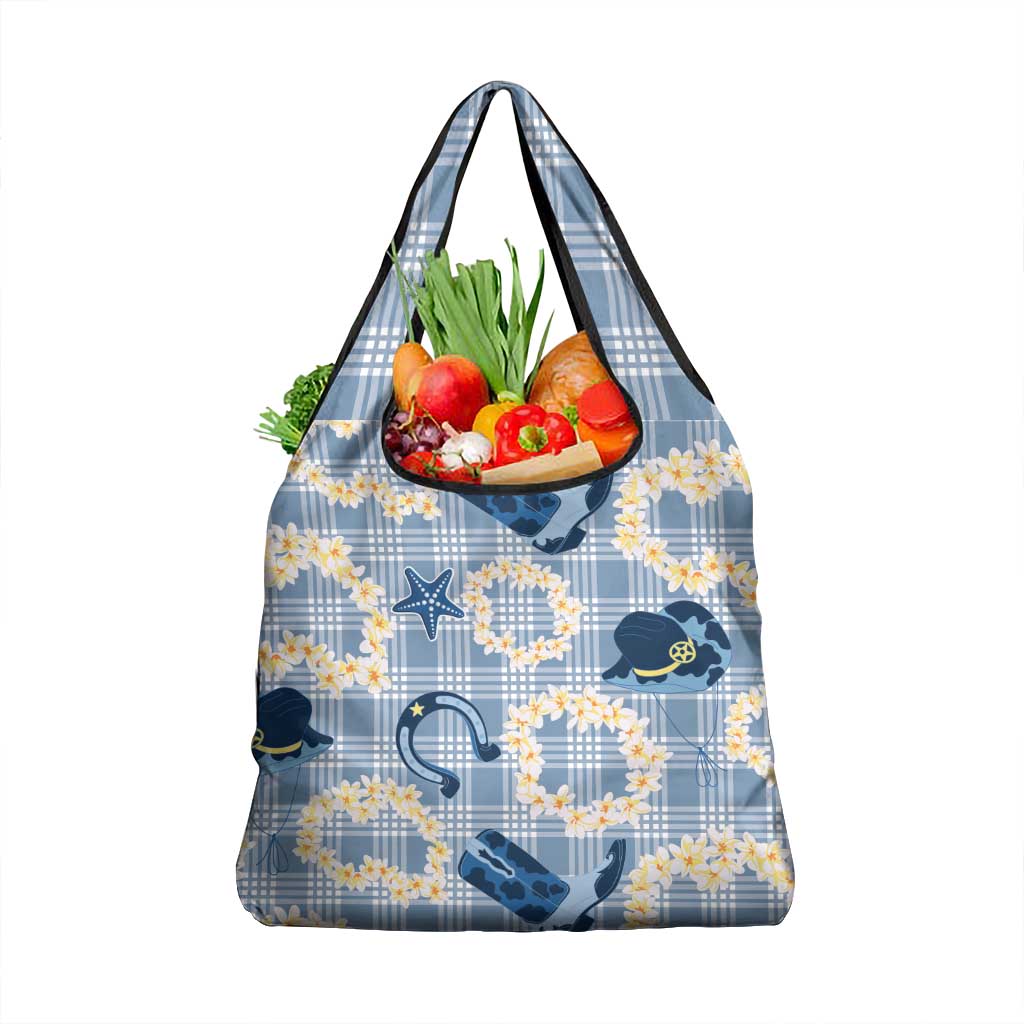 Aloha Hawaii Paniolo Jeans Palaka Grocery Bag Coastal Rodeo LT7 1-pack One Size Pastel Blue - Polynesian Pride