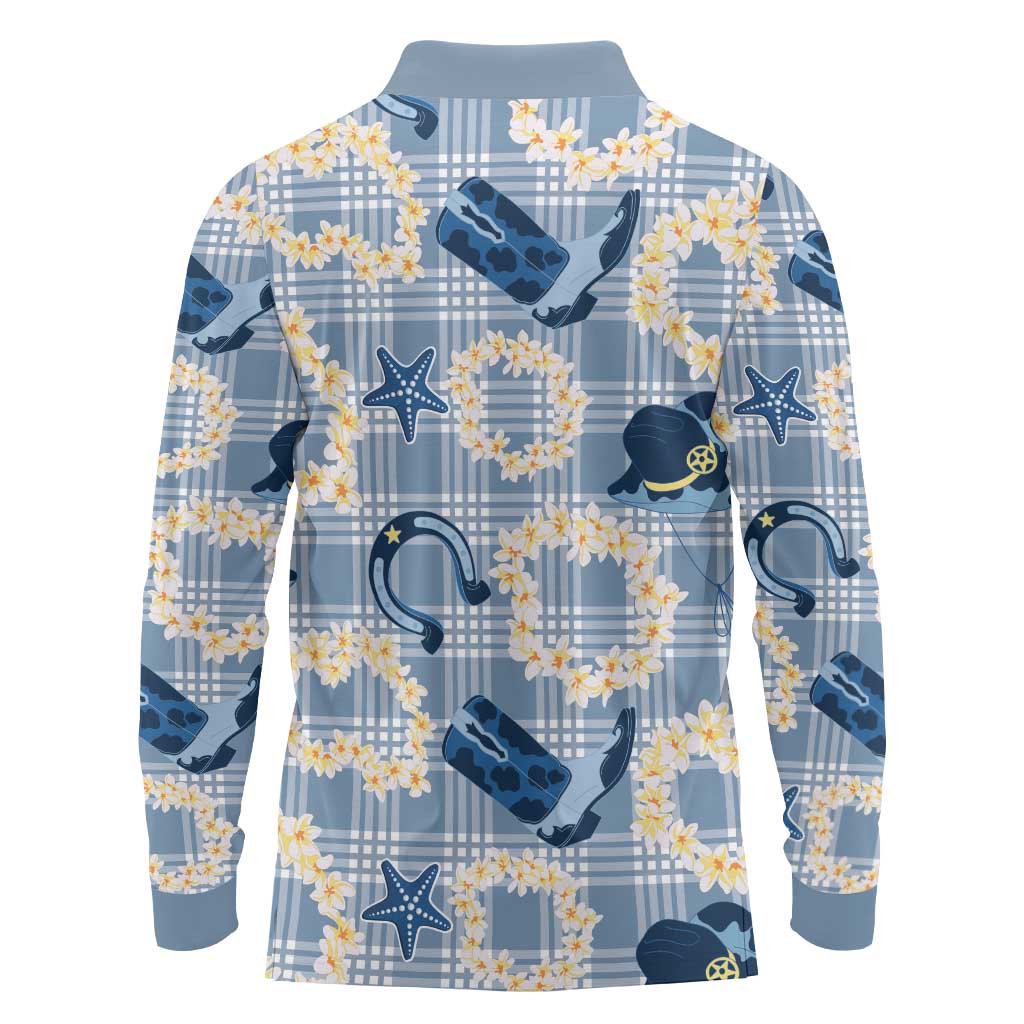 Aloha Hawaii Paniolo Jeans Palaka Long Sleeve Polo Shirt Coastal Rodeo - Polynesian Pride