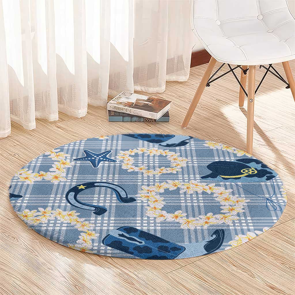 Aloha Hawaii Paniolo Jeans Palaka Round Carpet Coastal Rodeo - Polynesian Pride