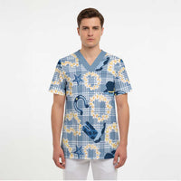 Aloha Hawaii Paniolo Jeans Palaka Scrub Top Coastal Rodeo - Polynesian Pride