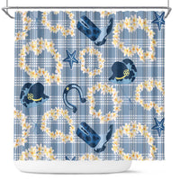Aloha Hawaii Paniolo Jeans Palaka Shower Curtain Coastal Rodeo LT7 Pastel Blue - Polynesian Pride