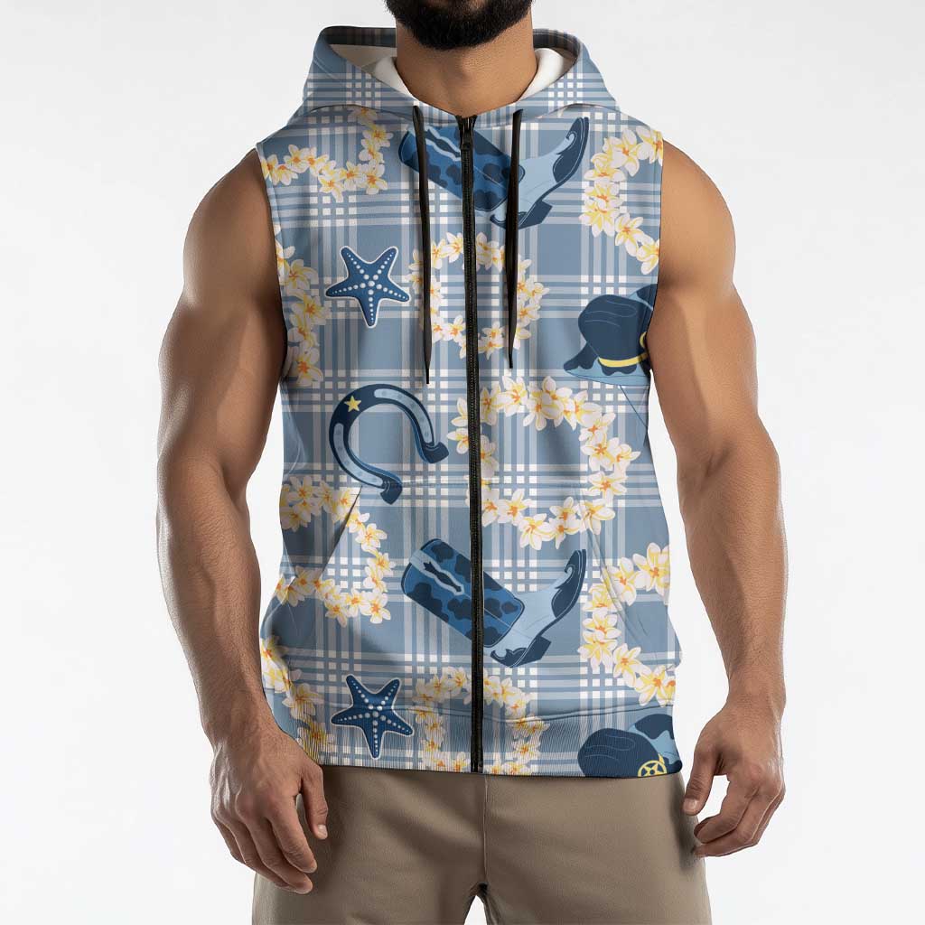 Aloha Hawaii Paniolo Jeans Palaka Sleeveless Zip Hoodie Coastal Rodeo LT7
