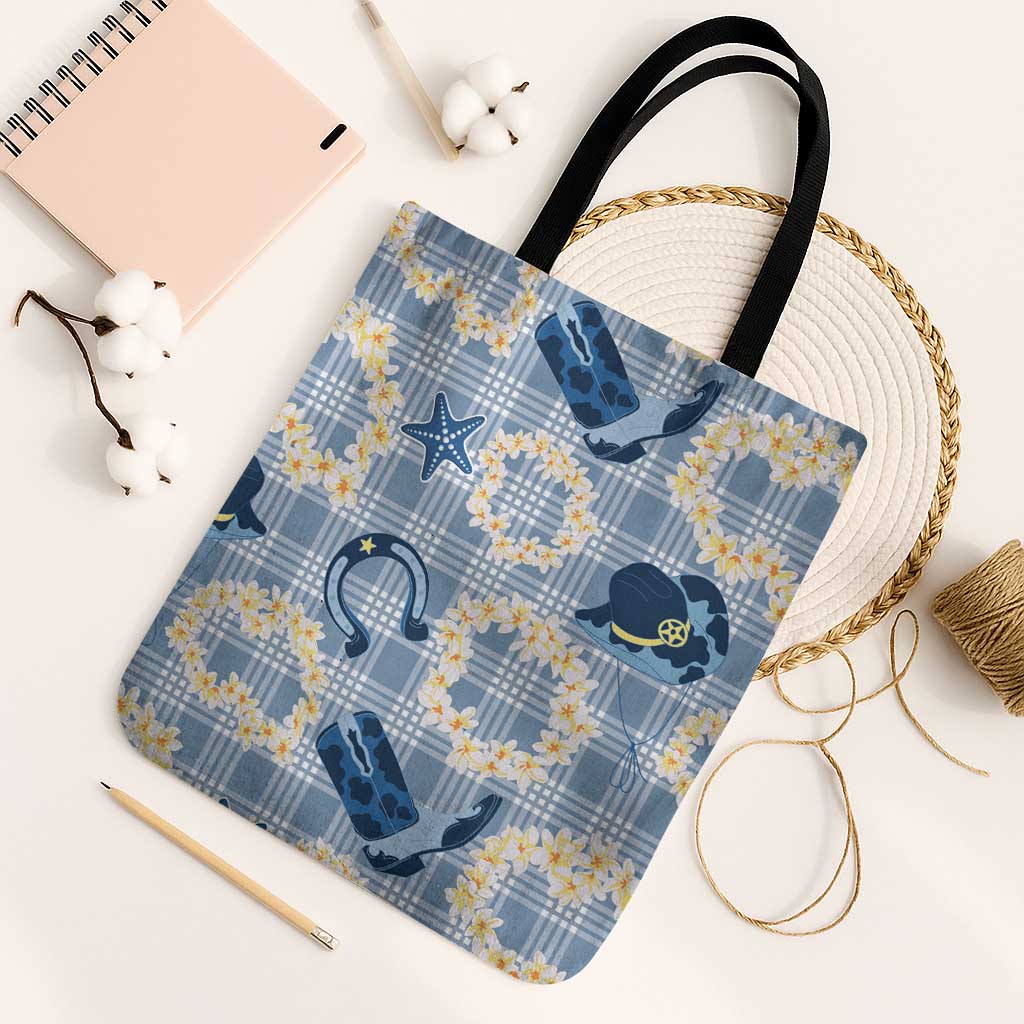 Aloha Hawaii Paniolo Jeans Palaka Tote Bag Coastal Rodeo LT7 Black Strap One Size Pastel Blue - Polynesian Pride
