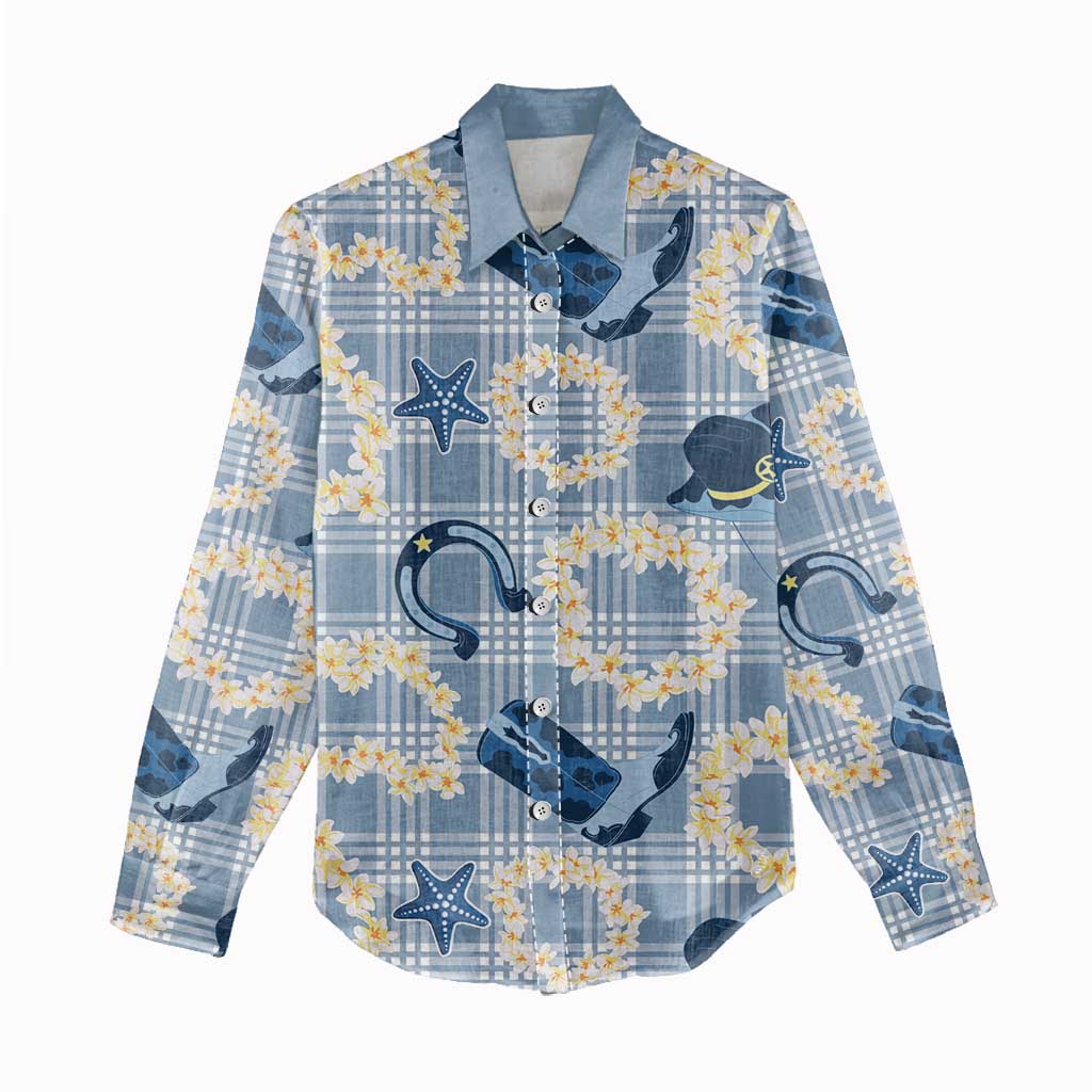 Aloha Hawaii Paniolo Jeans Palaka Women Casual Shirt Coastal Rodeo - Polynesian Pride