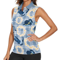 Aloha Hawaii Paniolo Jeans Palaka Women Sleeveless Polo Shirt Coastal Rodeo - Polynesian Pride