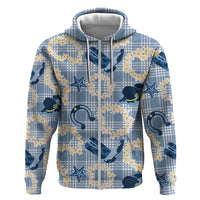 Aloha Hawaii Paniolo Jeans Palaka Zip Hoodie Coastal Rodeo LT7 Zip Hoodie Pastel Blue - Polynesian Pride