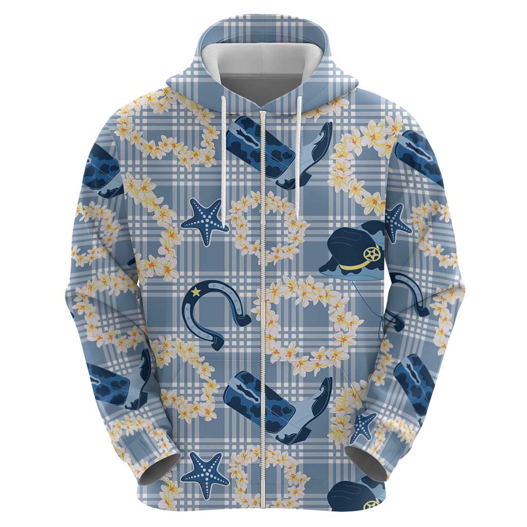 Aloha Hawaii Paniolo Jeans Palaka Zip Hoodie Coastal Rodeo LT7 - Polynesian Pride