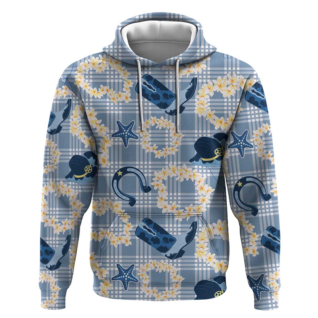Aloha Hawaii Paniolo Jeans Palaka Zip Hoodie Coastal Rodeo LT7 Pullover Hoodie Pastel Blue - Polynesian Pride