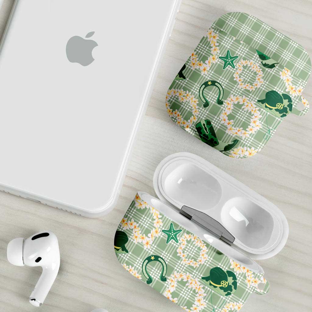 Aloha Hawaii Paniolo Mint Palaka AirPods Case Coastal Rodeo - Polynesian Pride