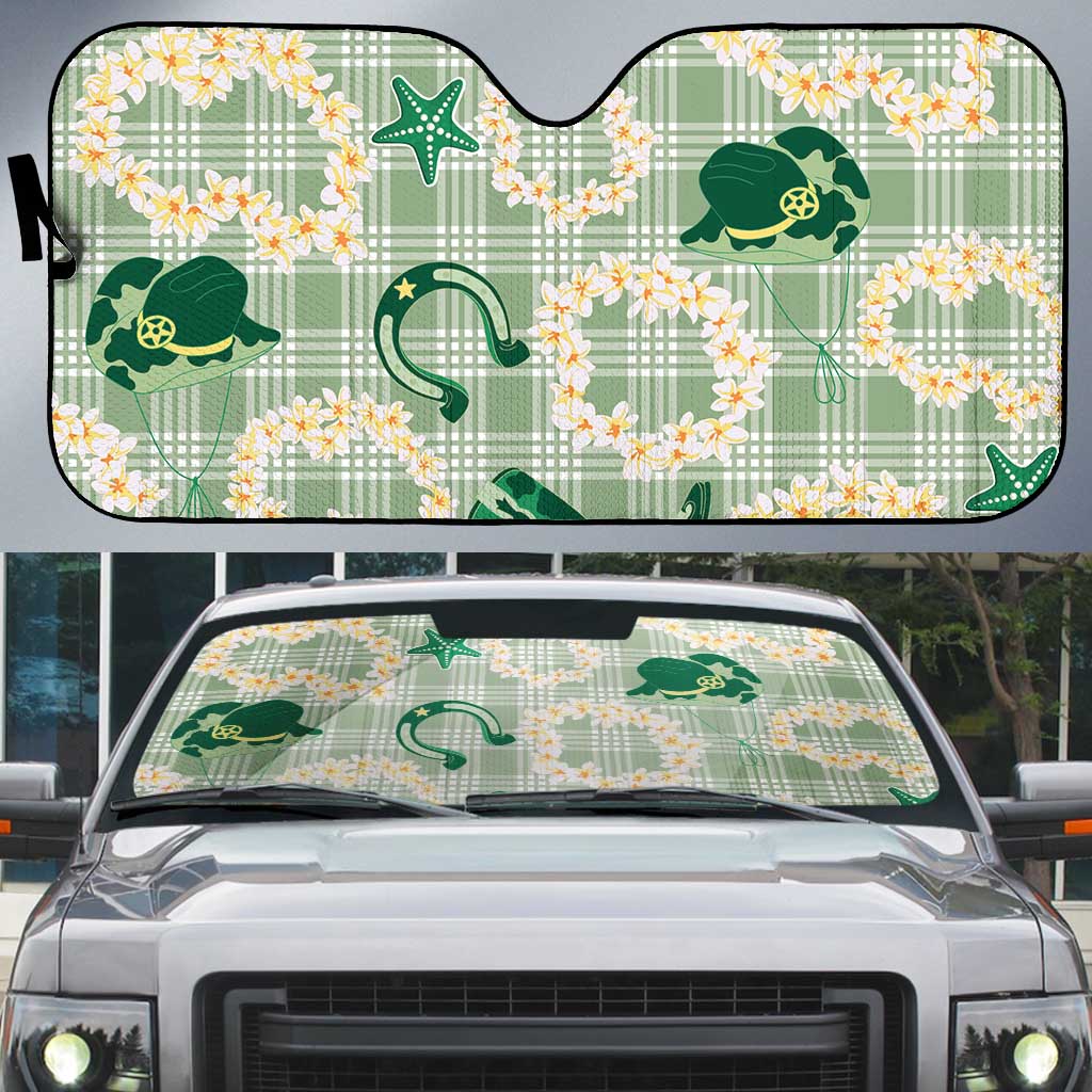 Aloha Hawaii Paniolo Mint Palaka Auto Sun Shade Coastal Rodeo - Polynesian Pride