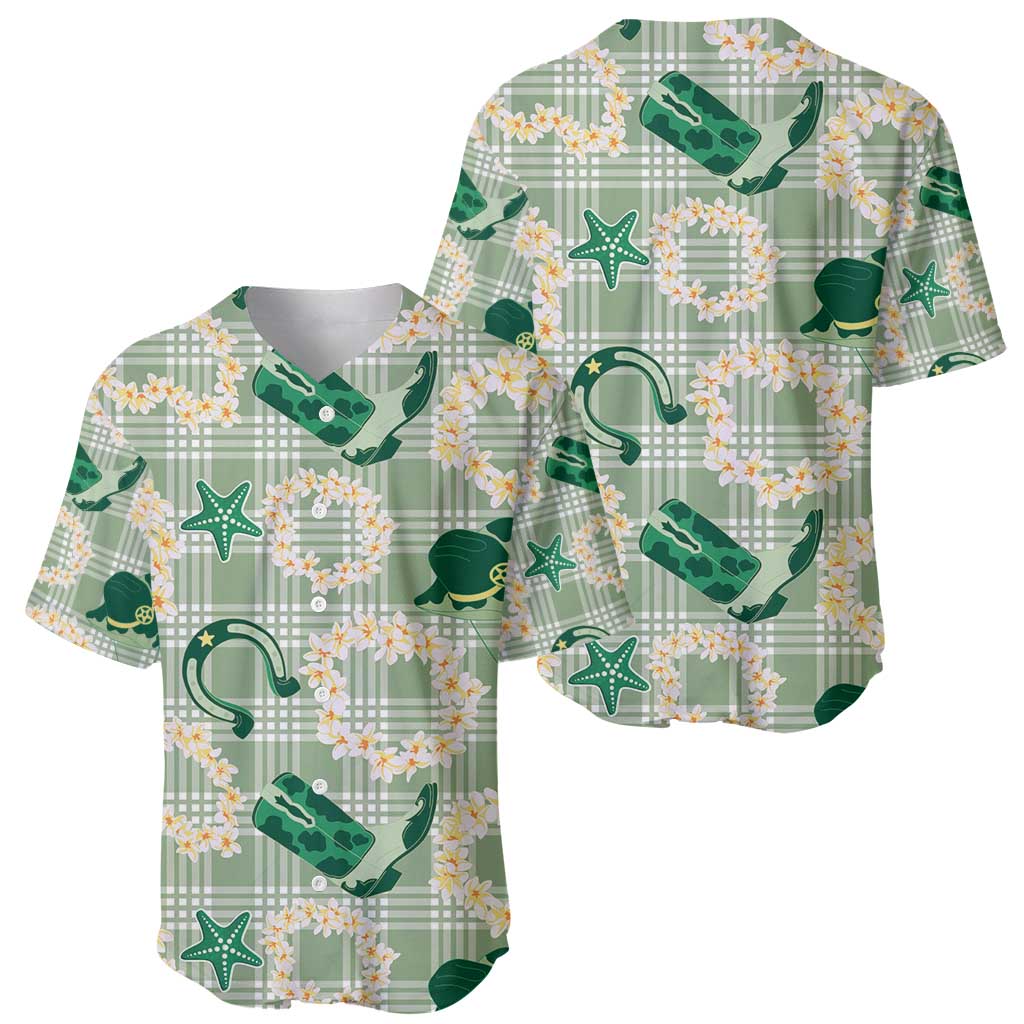 Aloha Hawaii Paniolo Mint Palaka Baseball Jersey Coastal Rodeo LT7 - Polynesian Pride