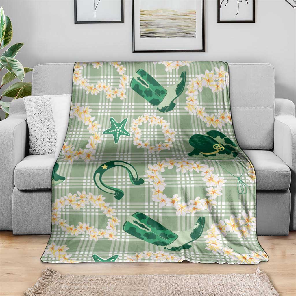 Aloha Hawaii Paniolo Mint Palaka Blanket Coastal Rodeo - Polynesian Pride
