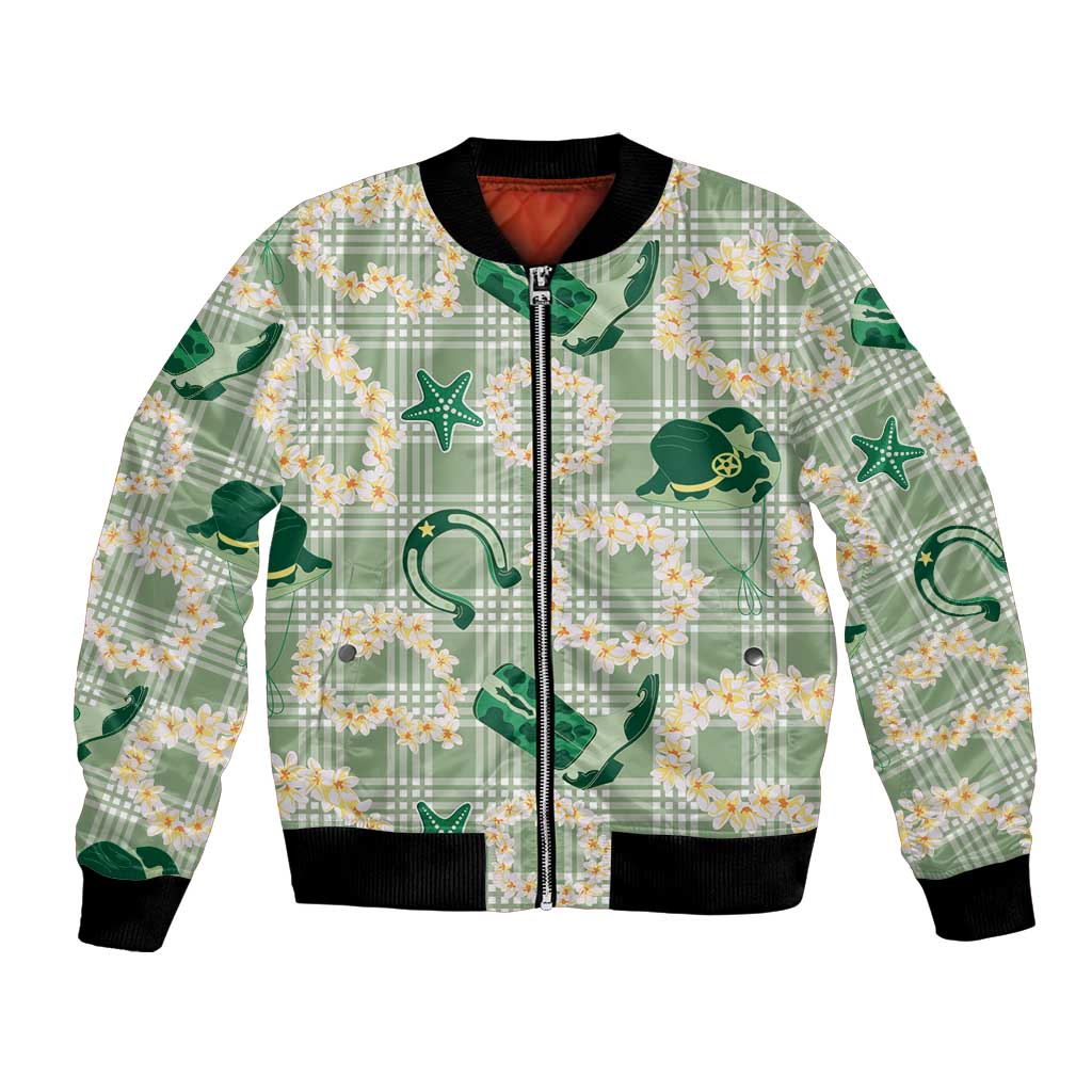 Aloha Hawaii Paniolo Mint Palaka Bomber Jacket Coastal Rodeo LT7 Unisex Mint - Polynesian Pride