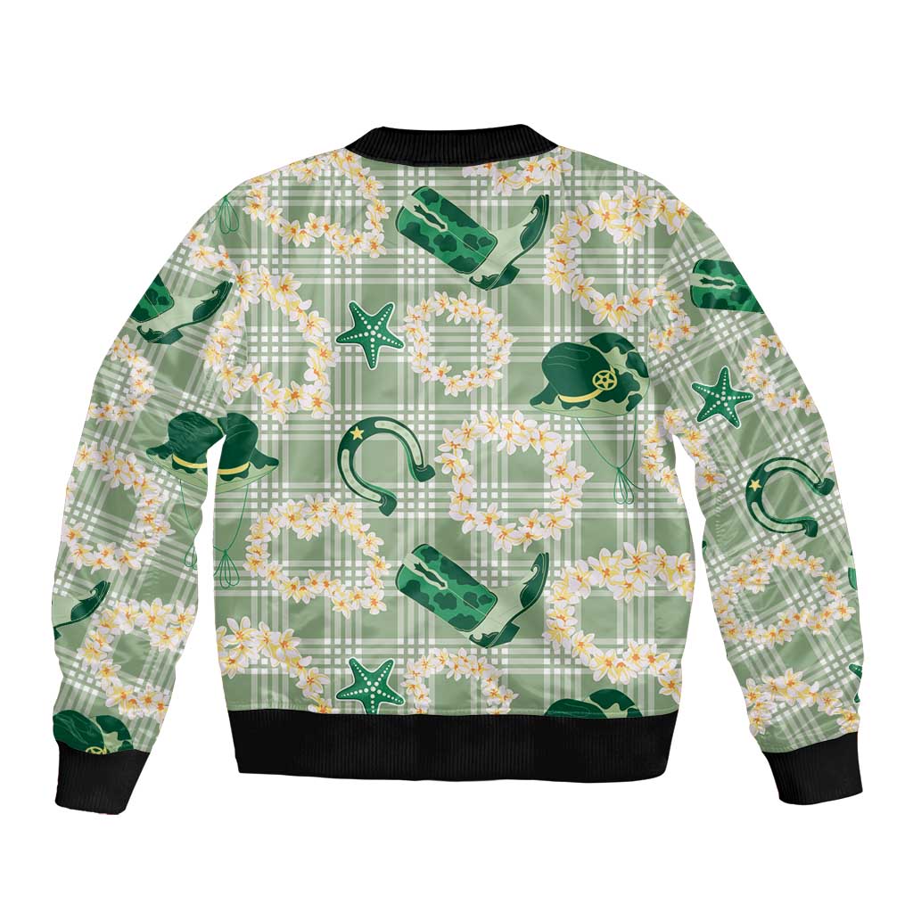 Aloha Hawaii Paniolo Mint Palaka Bomber Jacket Coastal Rodeo LT7 - Polynesian Pride