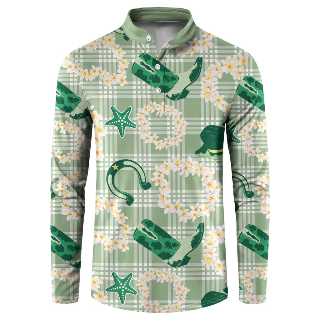 Aloha Hawaii Paniolo Mint Palaka Button Sweatshirt Coastal Rodeo - Polynesian Pride