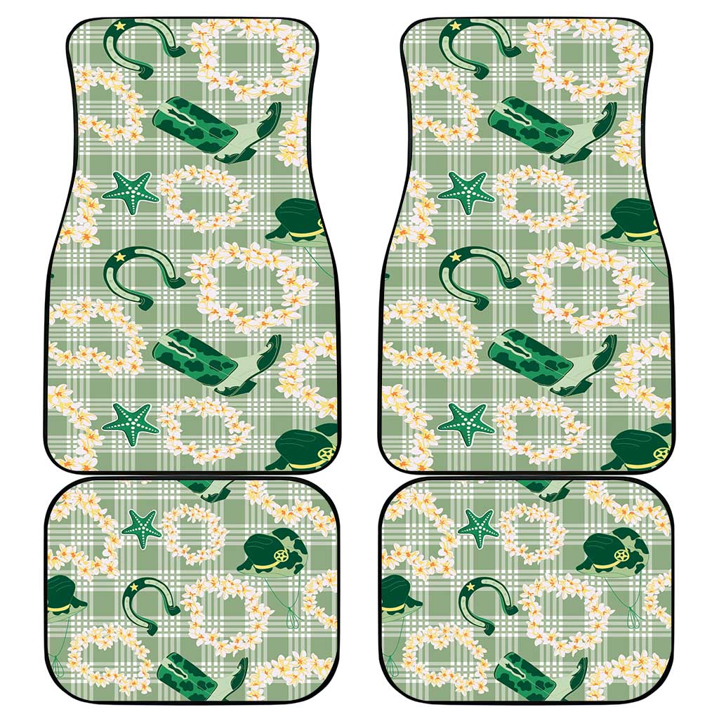 Aloha Hawaii Paniolo Mint Palaka Car Mats Coastal Rodeo LT7 - Polynesian Pride