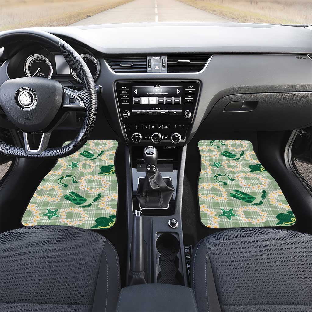 Aloha Hawaii Paniolo Mint Palaka Car Mats Coastal Rodeo LT7 Set 2pcs - Front Mint - Polynesian Pride