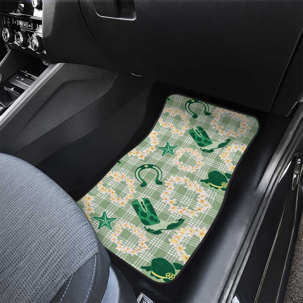 Aloha Hawaii Paniolo Mint Palaka Car Mats Coastal Rodeo LT7 - Polynesian Pride