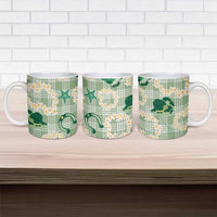 Aloha Hawaii Paniolo Mint Palaka Ceramic Mug Coastal Rodeo - Polynesian Pride