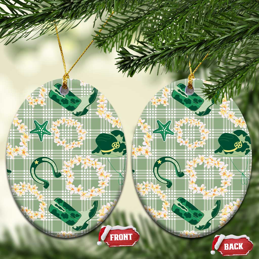 Aloha Hawaii Paniolo Mint Palaka Ceramic Ornament Coastal Rodeo - Polynesian Pride