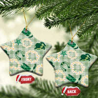 Aloha Hawaii Paniolo Mint Palaka Ceramic Ornament Coastal Rodeo - Polynesian Pride