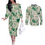 Aloha Hawaii Paniolo Mint Palaka Couples Matching Off The Shoulder Long Sleeve Dress and Long Sleeve Button Shirt Coastal Rodeo - Polynesian Pride