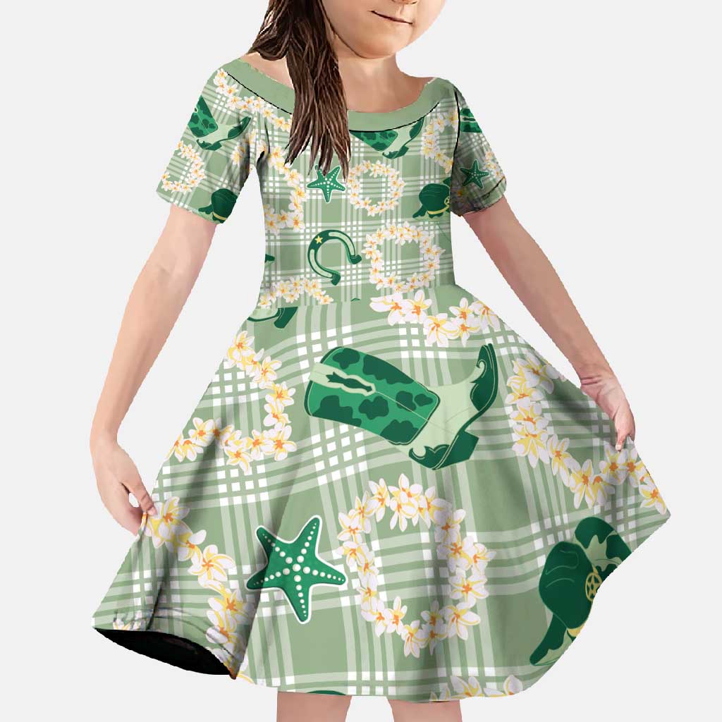 Aloha Hawaii Paniolo Mint Palaka Family Matching Long Sleeve Bodycon Dress and Hawaiian Shirt Coastal Rodeo - Polynesian Pride