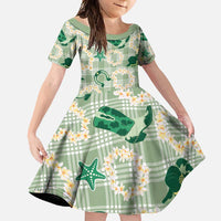 Aloha Hawaii Paniolo Mint Palaka Family Matching Long Sleeve Bodycon Dress and Hawaiian Shirt Coastal Rodeo - Polynesian Pride