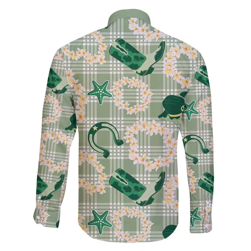 Aloha Hawaii Paniolo Mint Palaka Family Matching Long Sleeve Bodycon Dress and Hawaiian Shirt Coastal Rodeo - Polynesian Pride