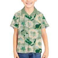 Aloha Hawaii Paniolo Mint Palaka Family Matching Puletasi and Hawaiian Shirt Coastal Rodeo - Polynesian Pride