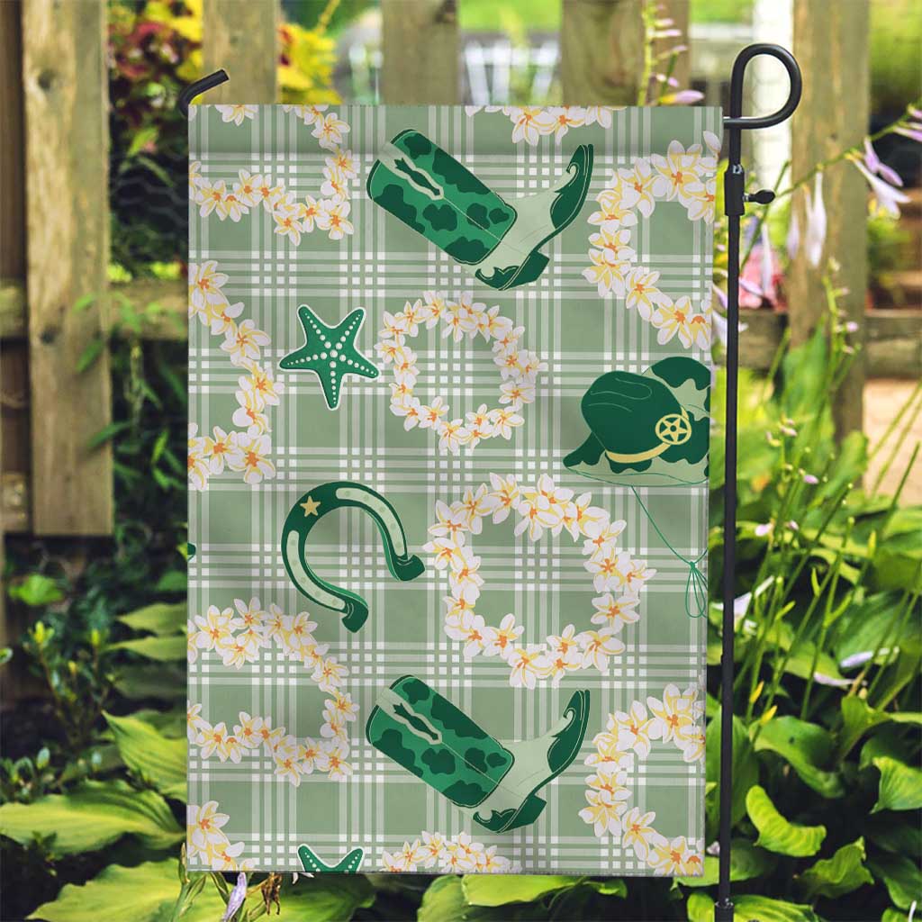 Aloha Hawaii Paniolo Mint Palaka Garden Flag Coastal Rodeo - Polynesian Pride