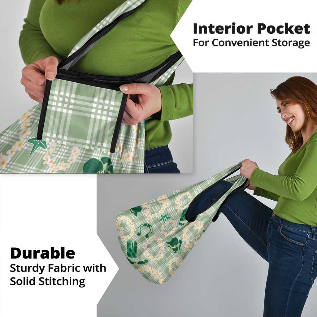 Aloha Hawaii Paniolo Mint Palaka Grocery Bag Coastal Rodeo - Polynesian Pride