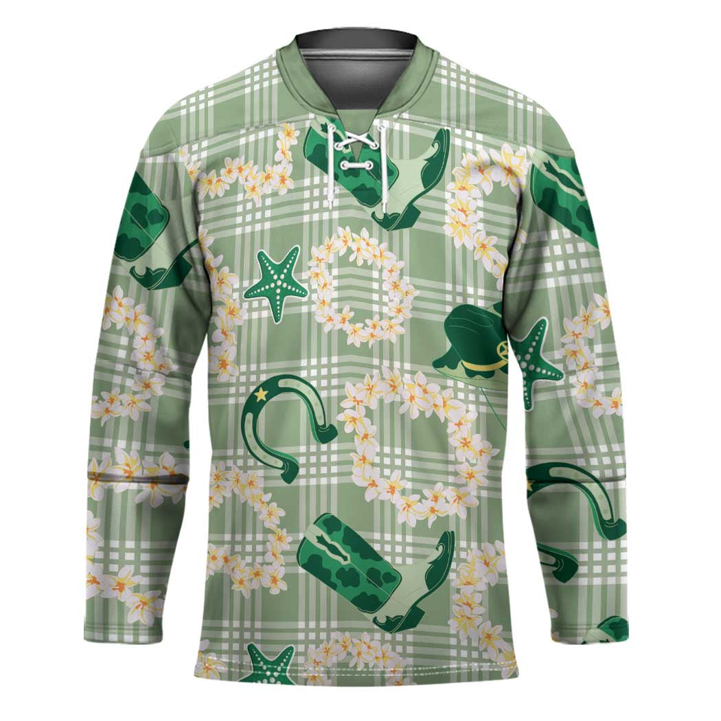 Aloha Hawaii Paniolo Mint Palaka Hockey Jersey Coastal Rodeo LT7 Unisex Mint - Polynesian Pride